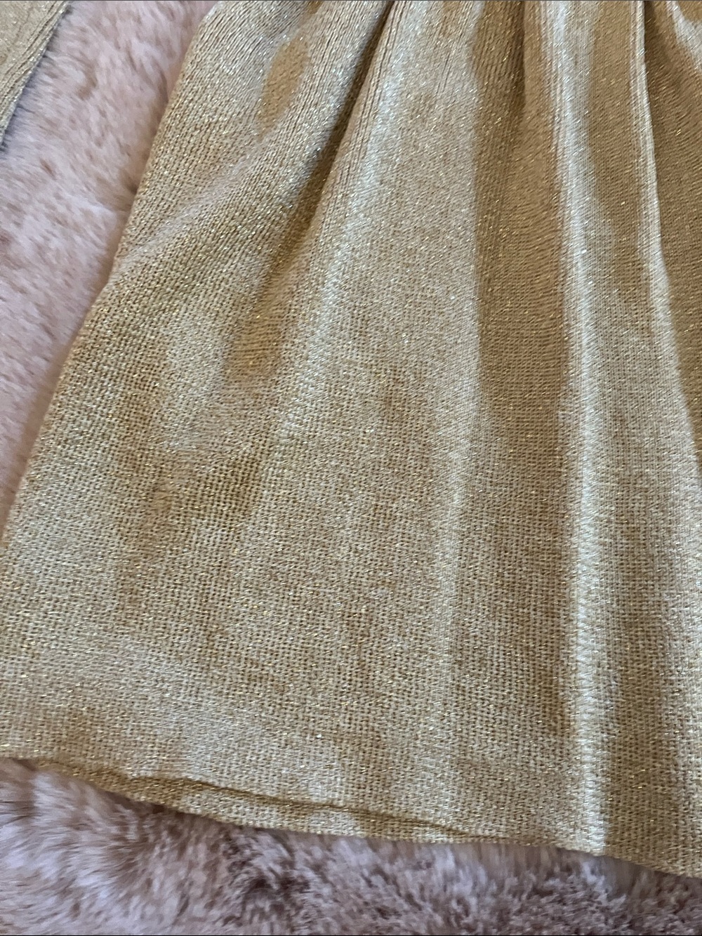 Y2k LOFT Metallic Glittery Gold V-Neck Long Sleeve Babydoll Top Blouse - Picture 5 of 7